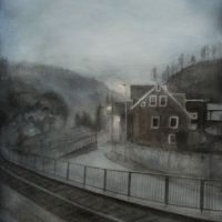 "Am Bahnhof", Aquarell und Bleistift auf Papier, 29,7 x 21 cm, 2023
