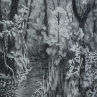 "Im Wald", Bleistift und Aquarell auf Papier, 29,7 x 21 cm, 2022