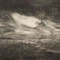 "Abend am Meer", Kaltnadelradierung, Druck auf Sumi-e-Papier, 33 x 54 cm, 2023