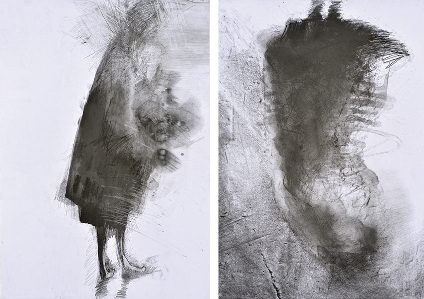 „Schatten und Schattenspiegel“ | 2-teilig I 2018 | Grafit auf Papier | je 100 x 70 cm